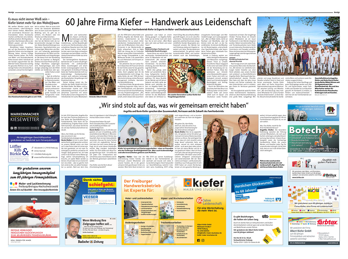 60 Jahre Albert Kiefer GmbH - Kollektivseite Badische Zeitung